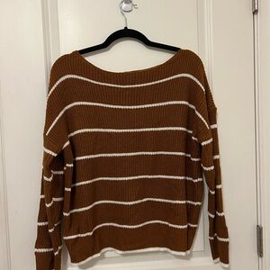 SHEIN Brown and White Striped Sweater